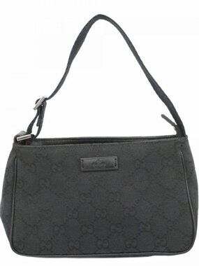 Gucci Handbag GG Canvas Black Silver